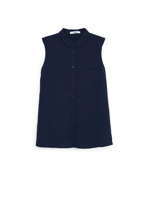 MANGO - Sleeveless Shirt Navy