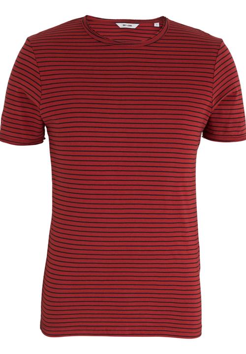 Only & Sons - Albert Stripe Slim Tee Red