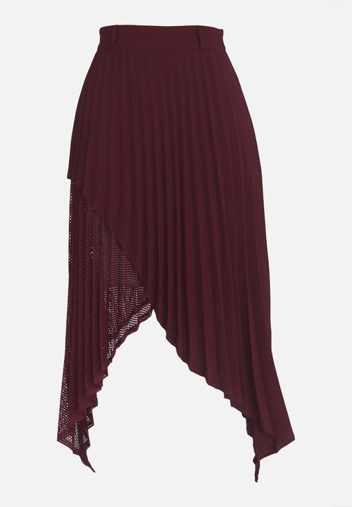 Thebe Magugu - Blade Shape Pleated Skirt Burgundy