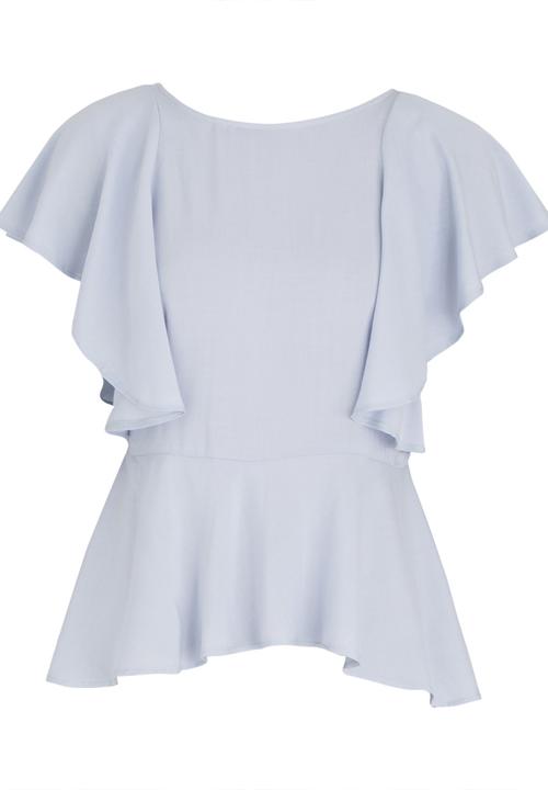 edit - Peplum Frill Blouse Pale Blue