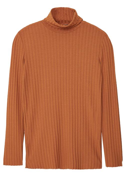 MANGO - Ribbed Poloneck Camel