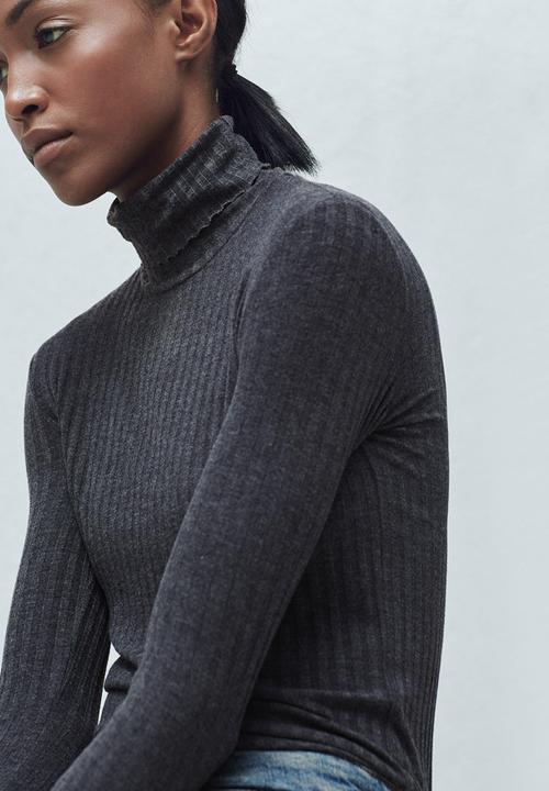 MANGO - Ribbed Poloneck Mid Grey
