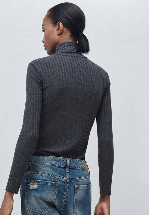 MANGO - Ribbed Poloneck Mid Grey