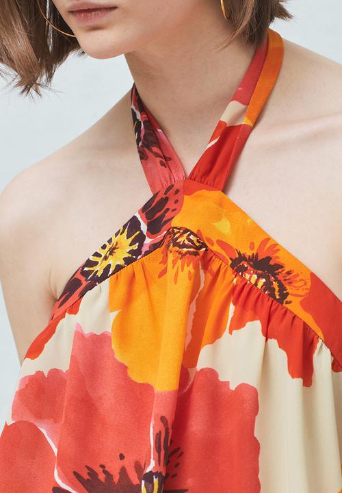 MANGO - Poppy Print Halter Top Multi-colour