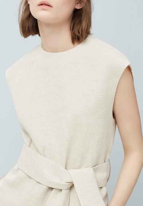 MANGO - Sleeveless Belted Top Stone