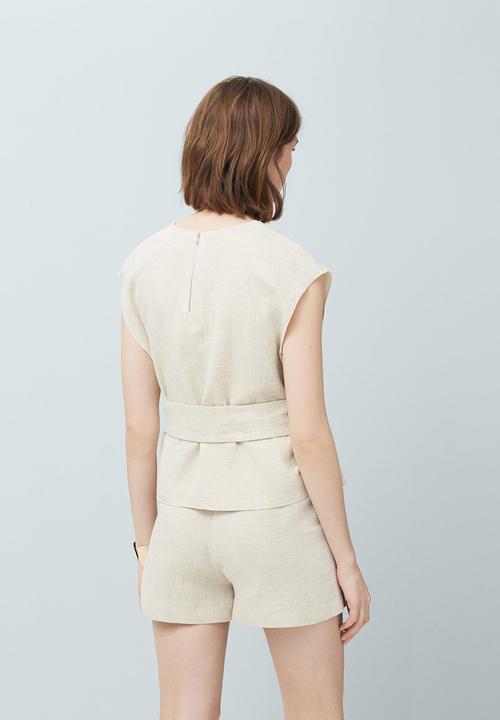MANGO - Sleeveless Belted Top Stone