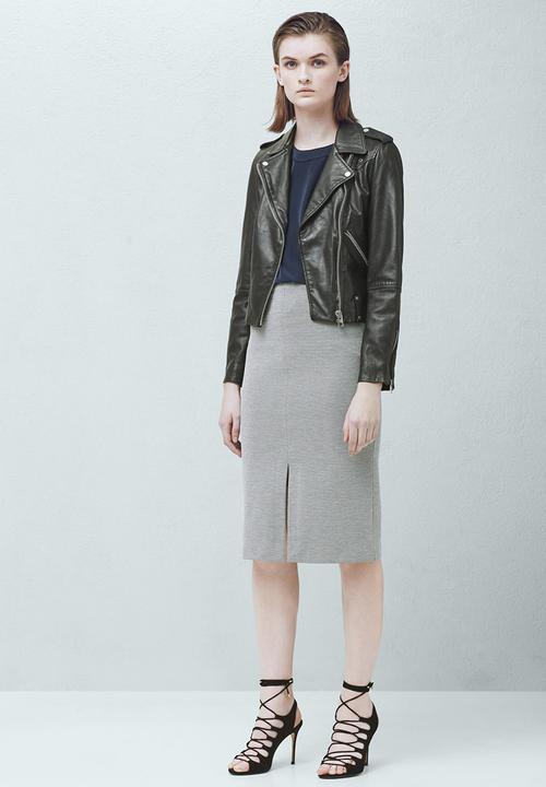 MANGO - Cotton Pencil Skirt Pale Grey