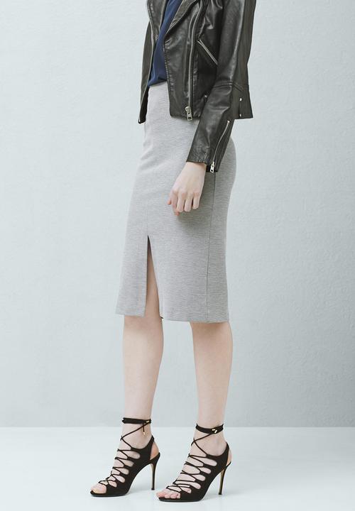 MANGO - Cotton Pencil Skirt Pale Grey