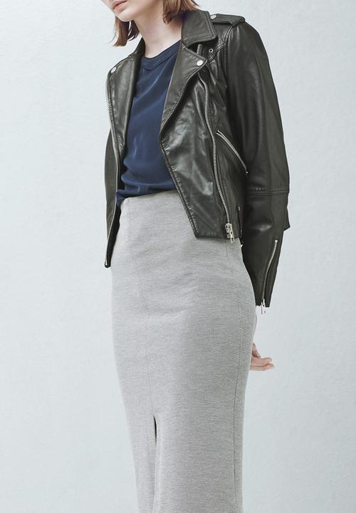MANGO - Cotton Pencil Skirt Pale Grey