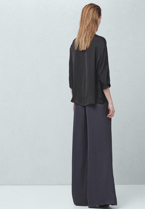 MANGO - Drape Front Blouse Black