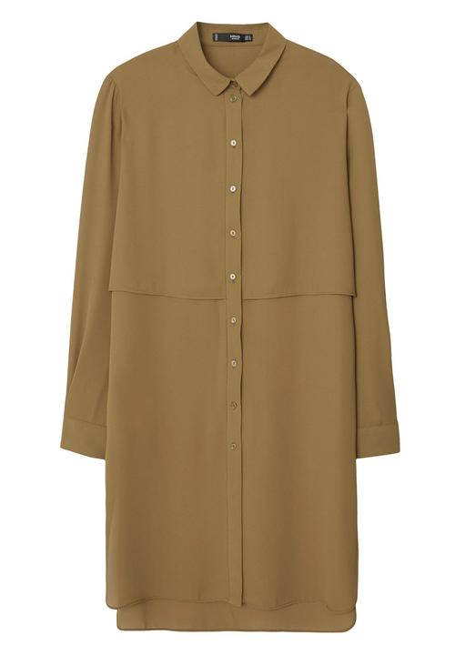 MANGO - Longer-length Shirt Khaki Green