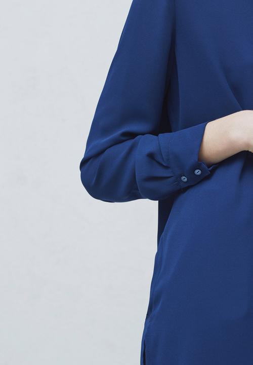 MANGO - Longer-length Shirt Mid Blue