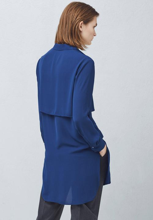 MANGO - Longer-length Shirt Mid Blue