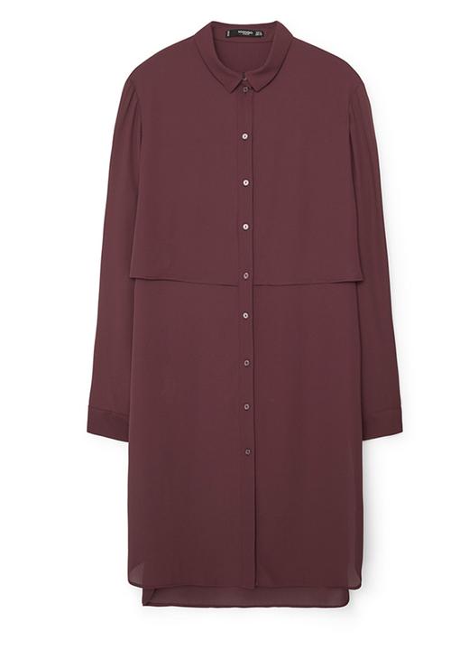 MANGO - Longer-length Shirt Dark Red