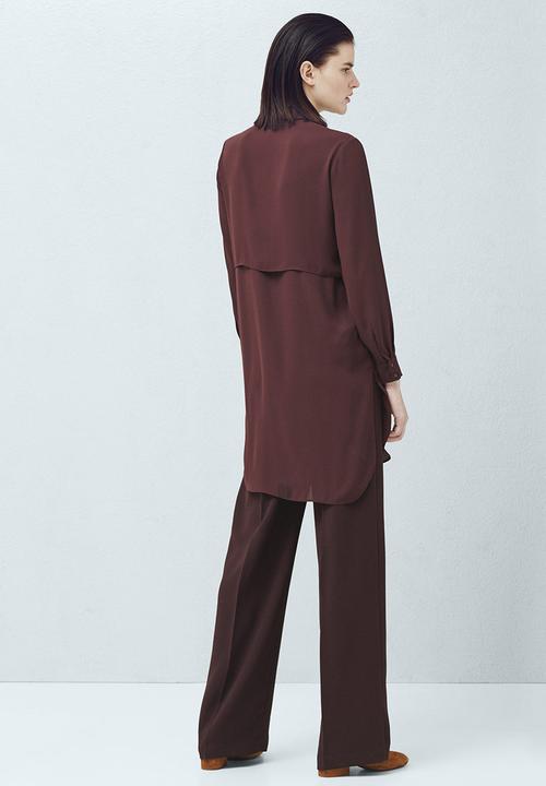 MANGO - Longer-length Shirt Dark Red