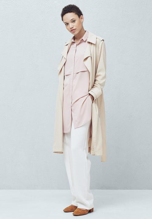 MANGO - Longer-length Shirt Pale Pink
