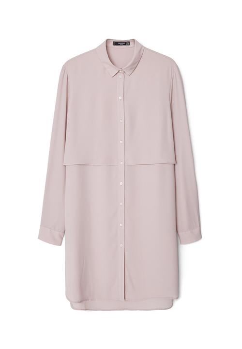 MANGO - Longer-length Shirt Pale Pink