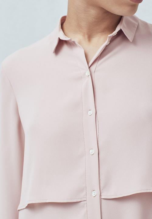 MANGO - Longer-length Shirt Pale Pink
