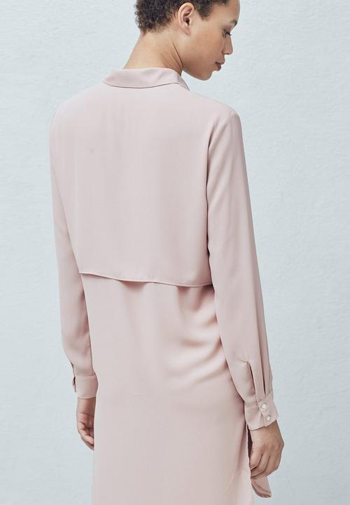 MANGO - Longer-length Shirt Pale Pink
