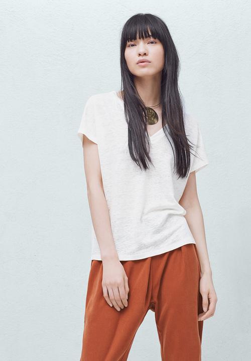 MANGO - Linen Tee White