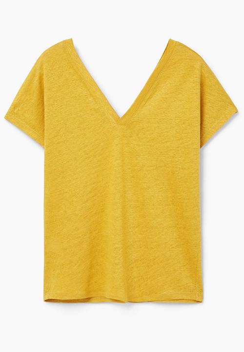MANGO - Linen Tee Yellow