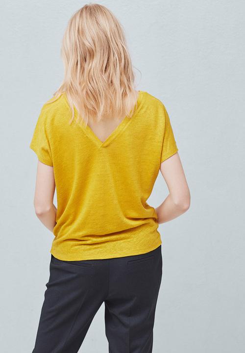 MANGO - Linen Tee Yellow