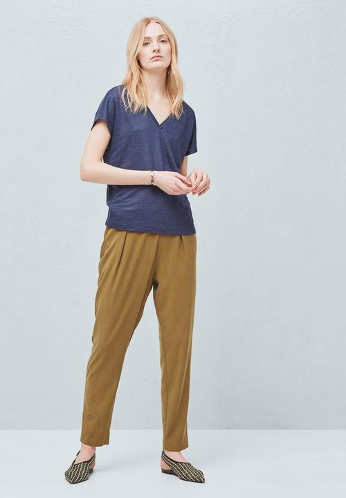 MANGO - Linen Tee Navy