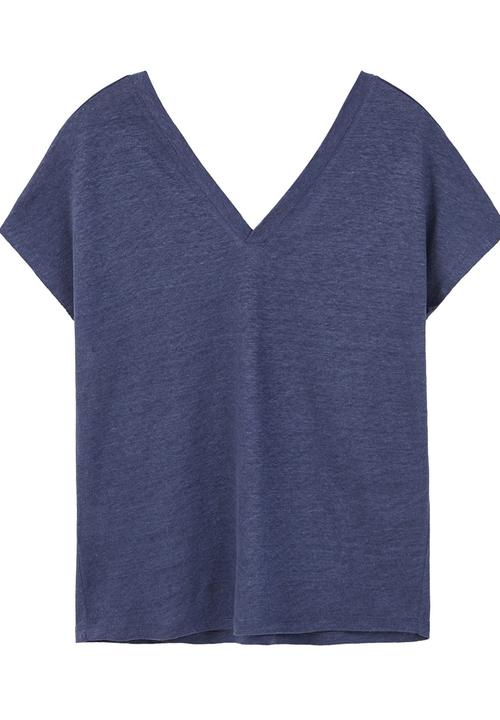 MANGO - Linen Tee Navy