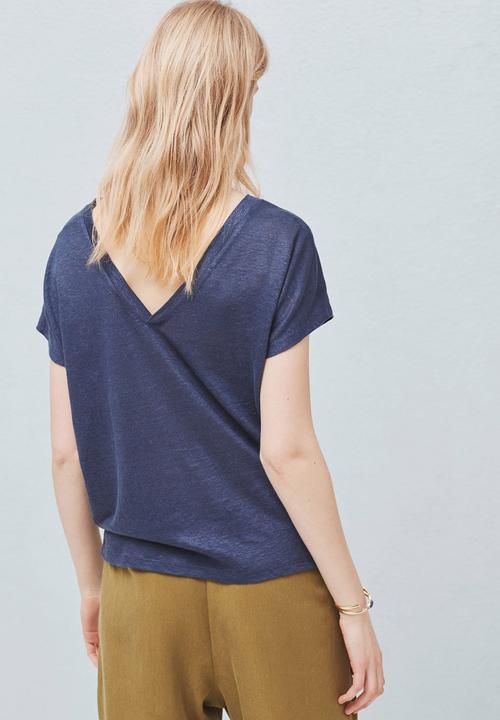 MANGO - Linen Tee Navy