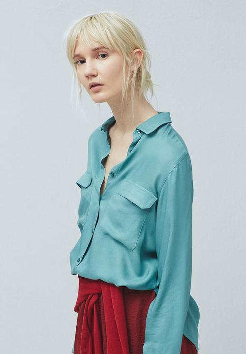 MANGO - Flap Pocket Shirt Green