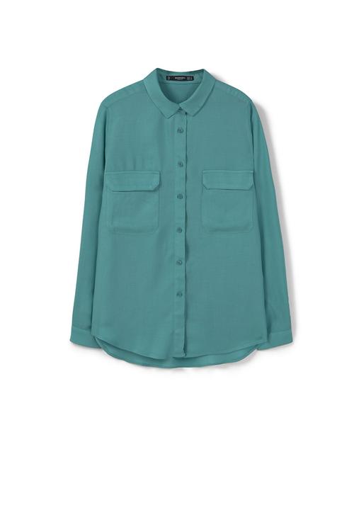 MANGO - Flap Pocket Shirt Green