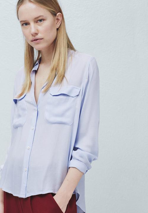 MANGO - Flap Pocket Shirt Pale Blue