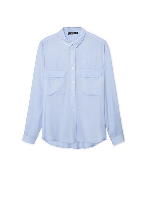 MANGO - Flap Pocket Shirt Pale Blue