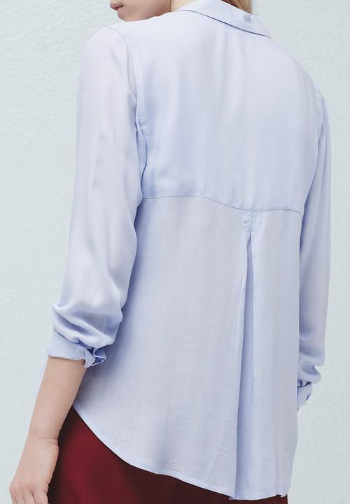 MANGO - Flap Pocket Shirt Pale Blue