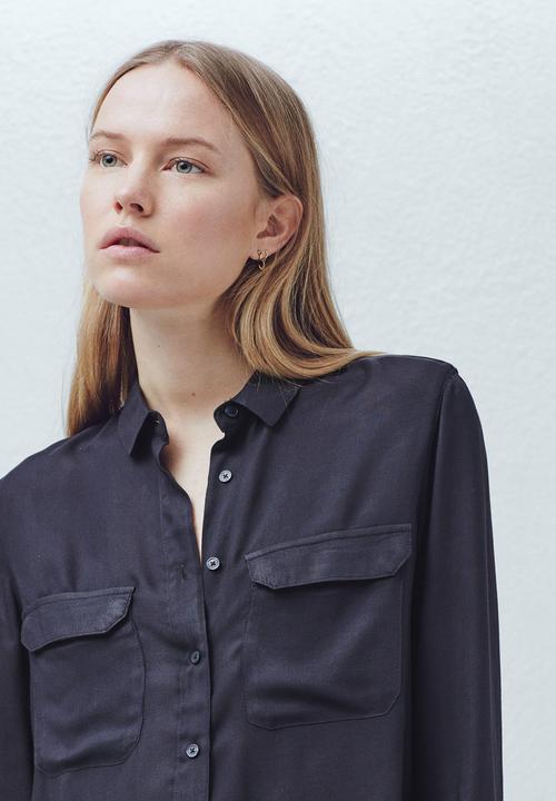 MANGO - Flap Pocket Shirt Black