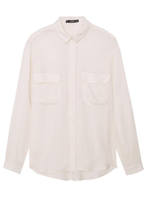 MANGO - Flap Pocket Shirt Pale Pink
