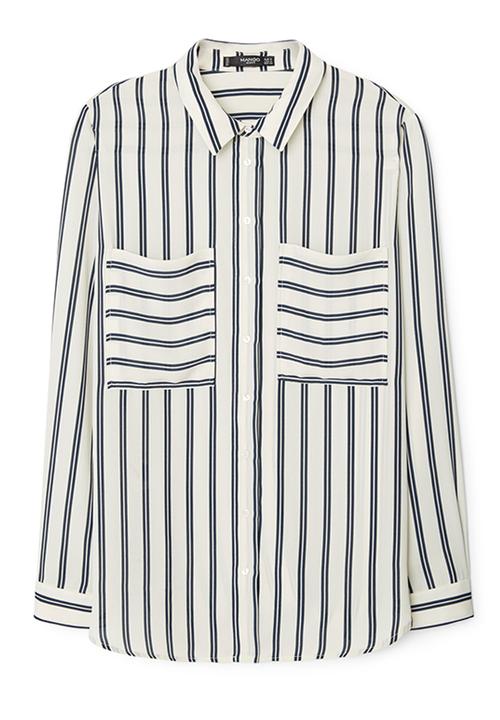 MANGO - Pocket Striped Shirt White