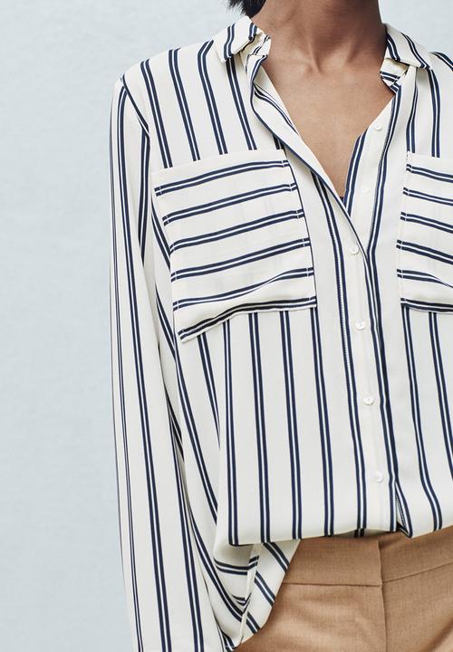 MANGO - Pocket Striped Shirt White
