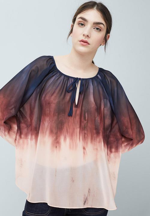 MANGO - Tie-dye Sheer Blouse Multi-colour