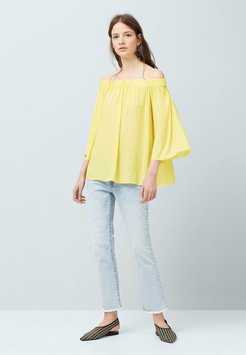 MANGO - Off-the-shoulder Blouse Yellow