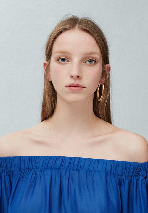 MANGO - Off-the-shoulder Blouse Blue