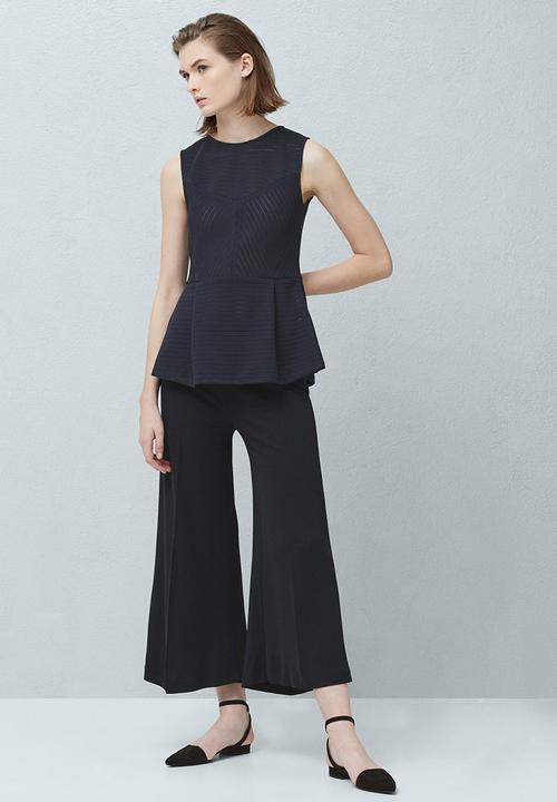 MANGO - Openwork Peplum Top Navy