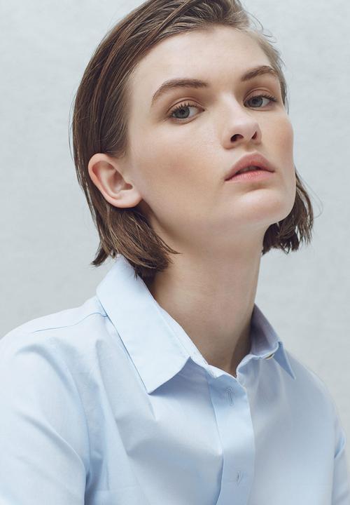 MANGO - Cotton Shirt Pale Blue