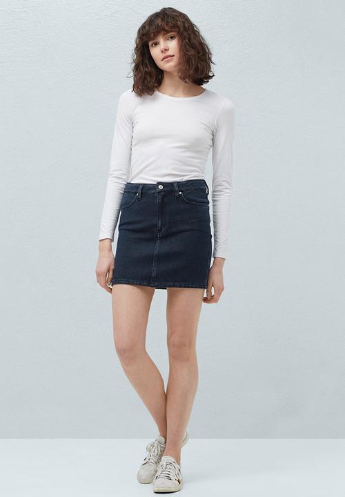 MANGO - Dark Denim Mini Skirt Dark Blue
