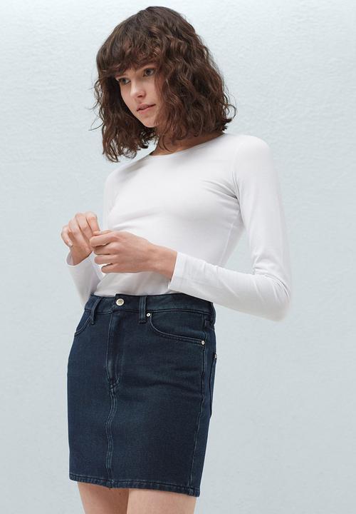 MANGO - Dark Denim Mini Skirt Dark Blue