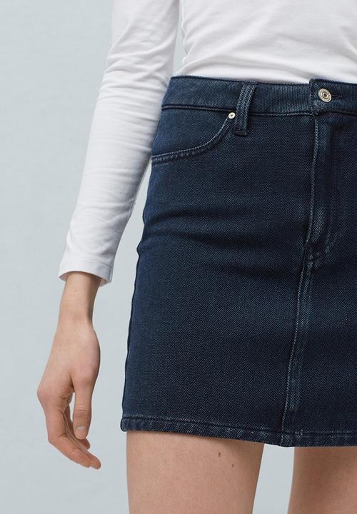 MANGO - Dark Denim Mini Skirt Dark Blue