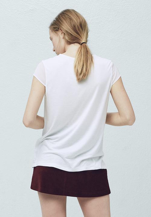 MANGO - Soft Panel T-shirt Milk