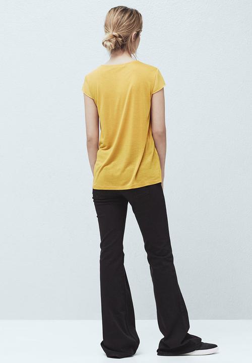 MANGO - Soft Panel T-shirt Yellow
