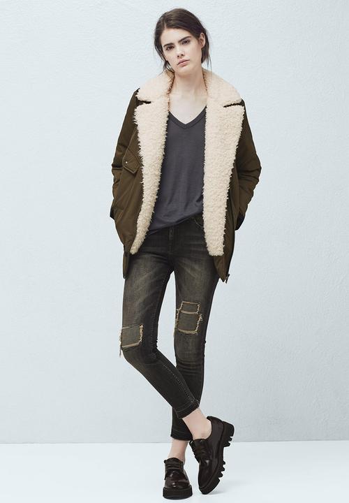 MANGO - Soft Panel T-shirt Dark Grey