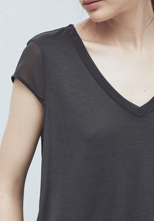 MANGO - Soft Panel T-shirt Dark Grey